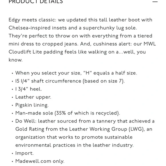 Madewell Poppy Lugsole Tall Boots *Extended Calf* - Picture 11 of 11